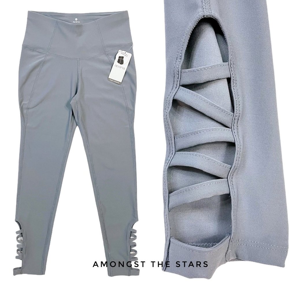 Apana Lattice Criss Cross Grey 7/8 Ankle Leggings